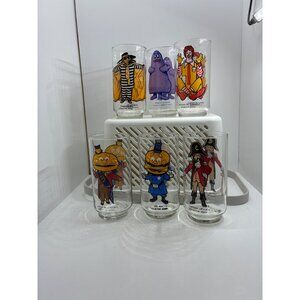 Vintage McDonalds Collector Series Glasses Set Of 6 Featuring Ronald Grimace Big